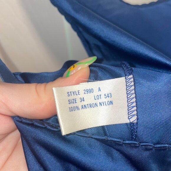 Deep Teal Blue Vintage Lace Slip Dress - Picture 4 of 5